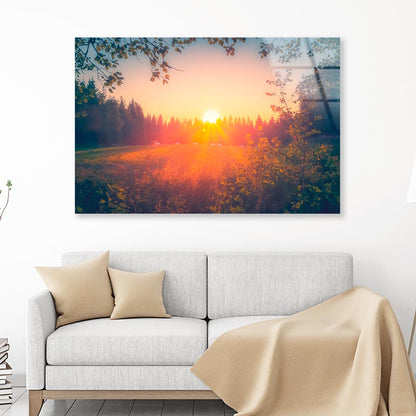 Summer Night Sunset View from Sotkamo, Finland Acrylic Glass Print Tempered Glass Wall Art 100% Made in Australia Ready to Hang