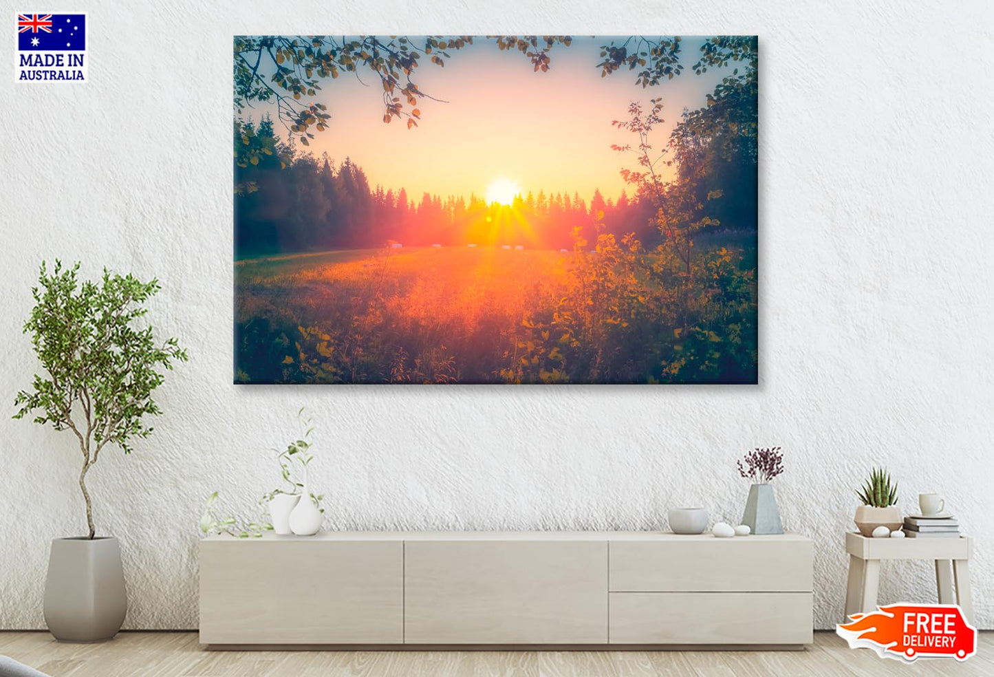 Summer Night Sunset View from Sotkamo, Finland Wall Art Decor 100% Australian Made