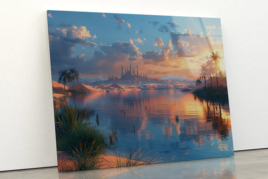 River, Trees, and a Sunset Acrylic Glass Print Tempered Glass Wall Art 100% Made in Australia Ready to Hang