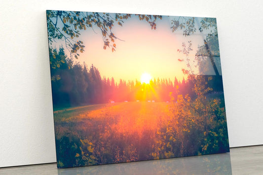 Summer Night Sunset View from Sotkamo, Finland Acrylic Glass Print Tempered Glass Wall Art 100% Made in Australia Ready to Hang