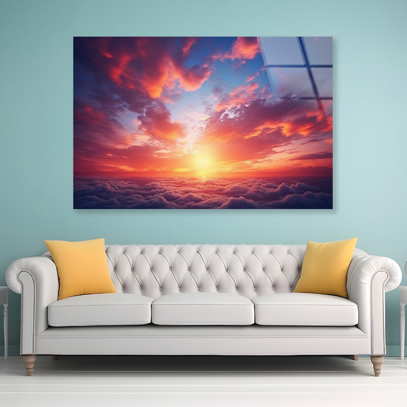 Beautiful Sunset Sky Background Acrylic Glass Print Tempered Glass Wall Art 100% Made in Australia Ready to Hang