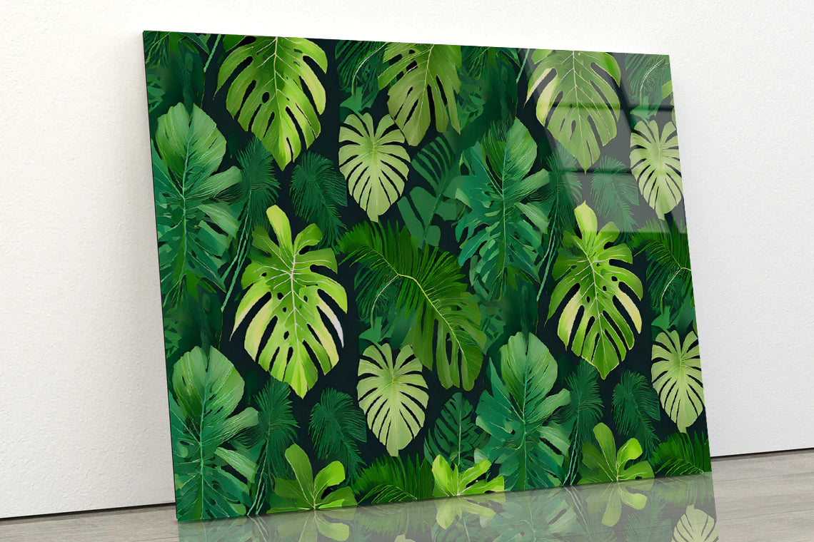 Green Leaves Feature Acrylic Glass Print Tempered Glass Wall Art 100% Made in Australia Ready to Hang