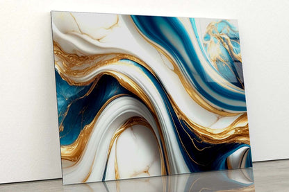 Creative Blue Golden Art Acrylic Glass Print Tempered Glass Wall Art 100% Made in Australia Ready to Hang