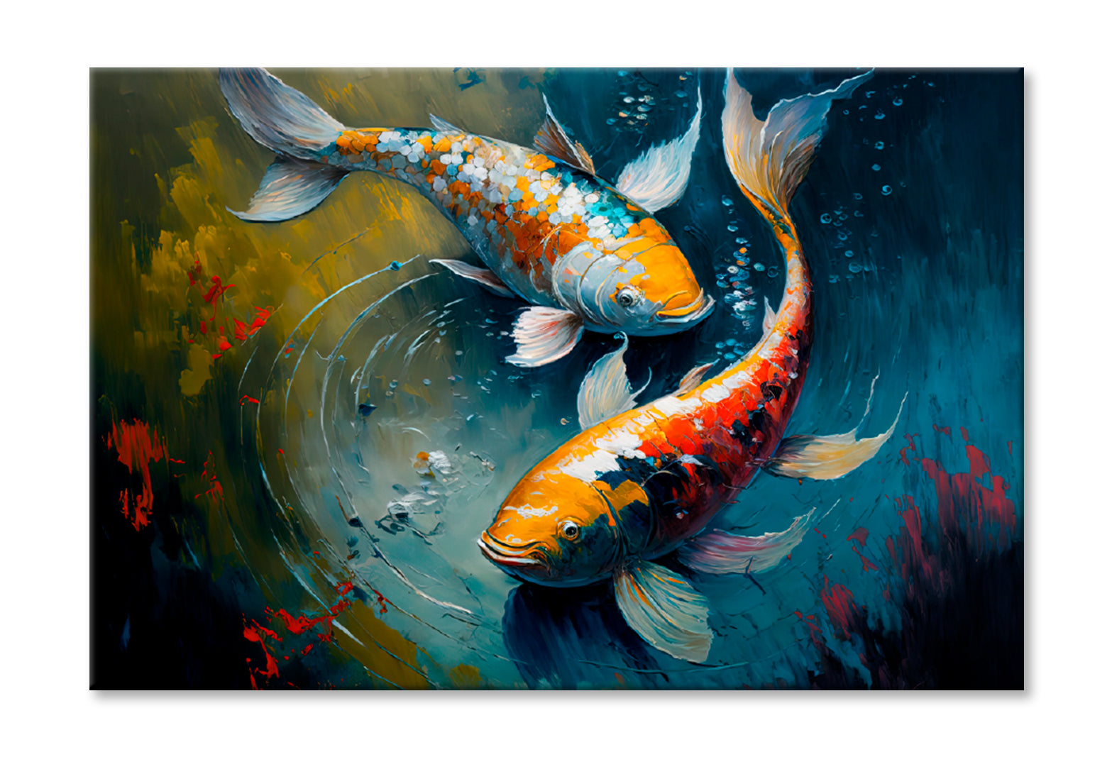 Sanke Koi Fish Oil Painting Limited Edition High Quality Print Stretched Canvas None