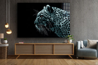 Leopard Side B&W View UV Direct Aluminum Print Australian Made Quality