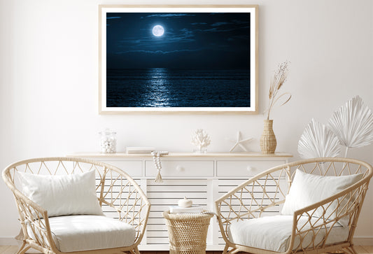 Moon In Night Sky Over the Sea Home Decor Premium Quality Poster Print Choose Your Sizes