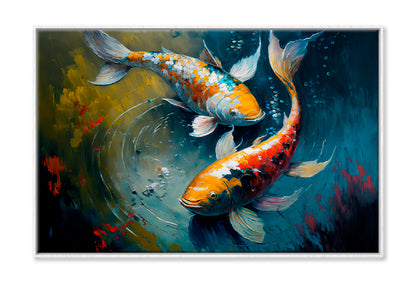 Sanke Koi Fish Oil Painting Limited Edition High Quality Print Canvas Box Framed White