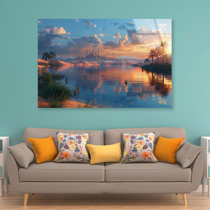 River, Trees, and a Sunset Acrylic Glass Print Tempered Glass Wall Art 100% Made in Australia Ready to Hang