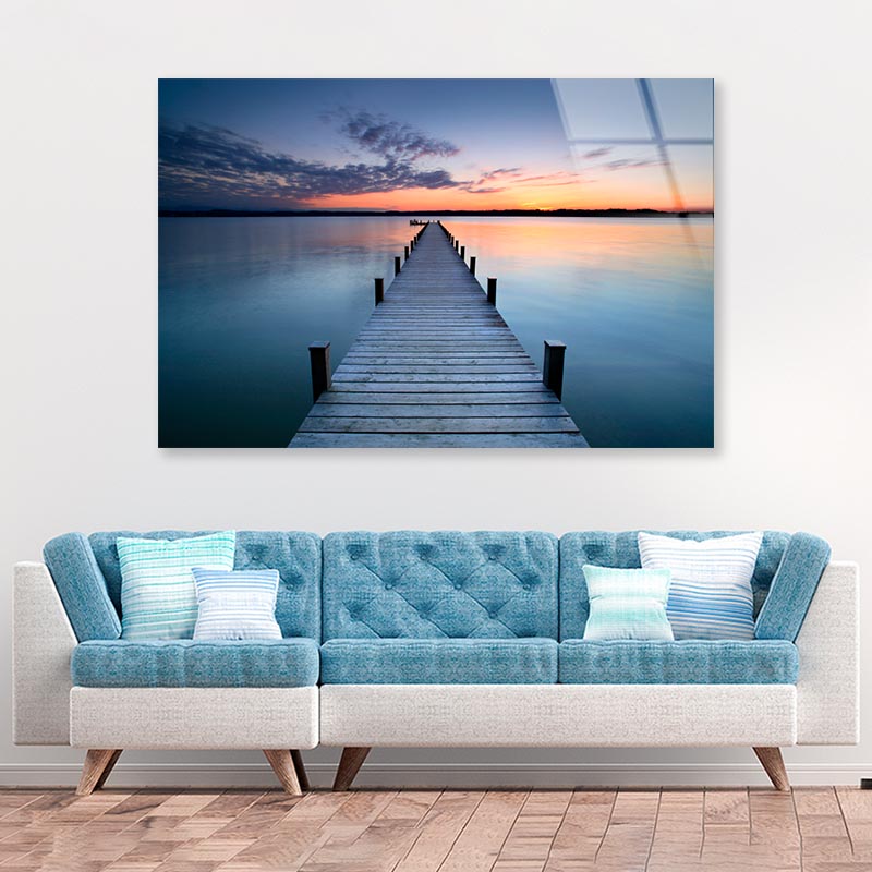 Wooden Pier & Sunset Acrylic Glass Print Tempered Glass Wall Art 100% Made in Australia Ready to Hang