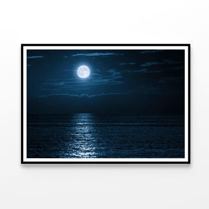 Moon In Night Sky Over the Sea Home Decor Premium Quality Poster Print Choose Your Sizes