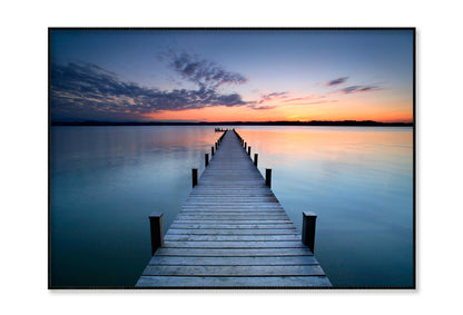 Wooden Pier On Lake & Sunset Sky Home Decor Premium Quality Poster Print Choose Your Sizes