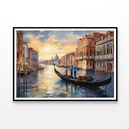 Oil Painting of Venetian Architecture & Water Canal Home Decor Premium Quality Poster Print Choose Your Sizes