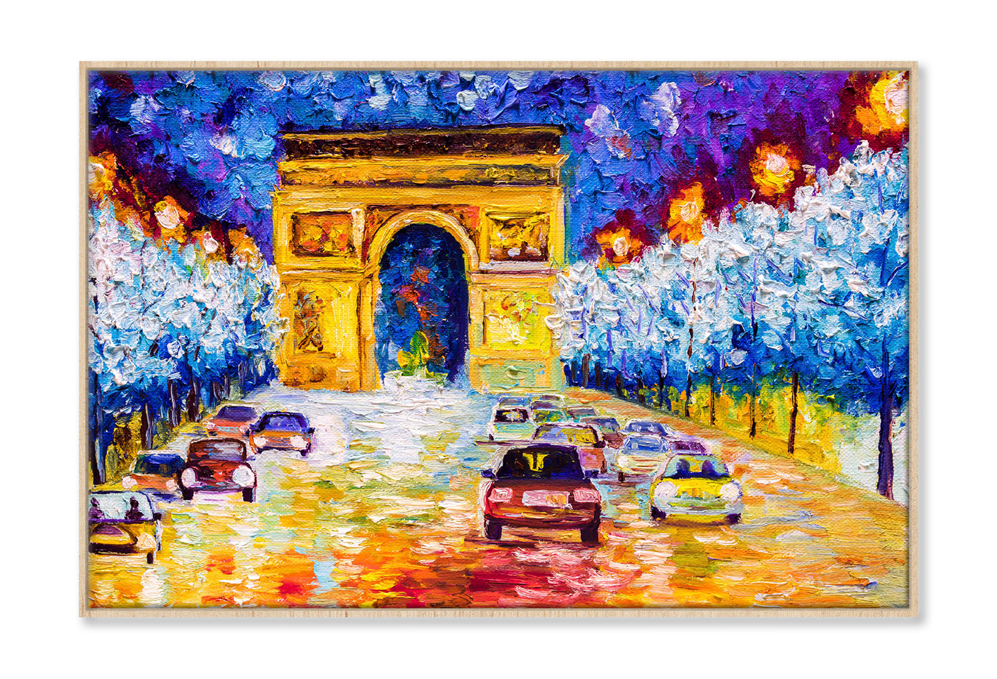 Street View of Arc de Trompe Paris Oil Painting Wall Art Limited Edition High Quality Print Canvas Box Framed Natural