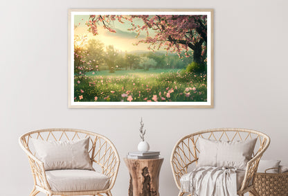 Field Of Flowers with Trees Home Decor Premium Quality Poster Print Choose Your Sizes