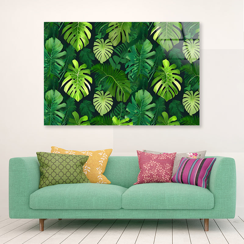 Green Leaves Feature Acrylic Glass Print Tempered Glass Wall Art 100% Made in Australia Ready to Hang