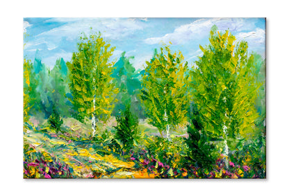 Beautiful Spring Summer In Green Forest Oil Painting Wall Art Limited Edition High Quality Print Stretched Canvas None