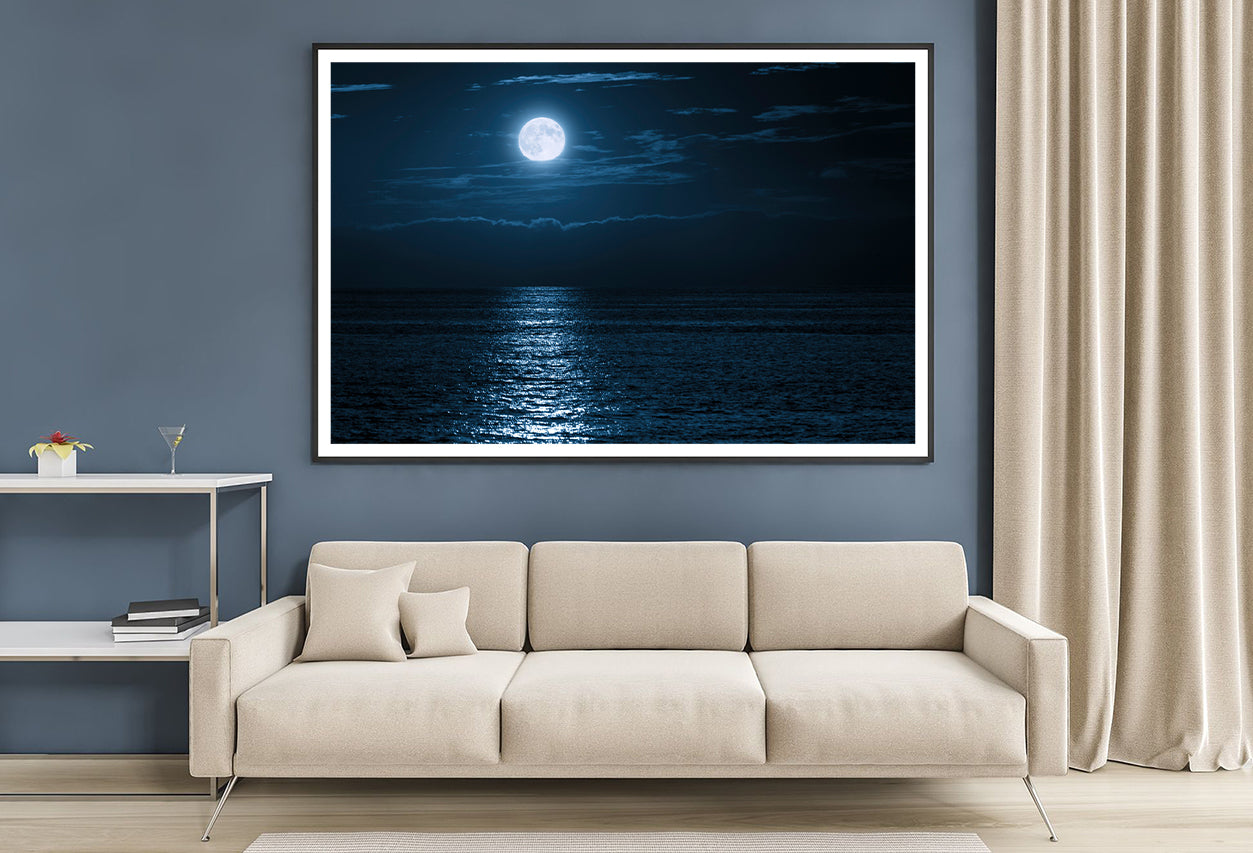 Moon In Night Sky Over the Sea Home Decor Premium Quality Poster Print Choose Your Sizes