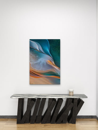 Wave Beach Art Mural 60x90cm Metal Print Ready to Hang