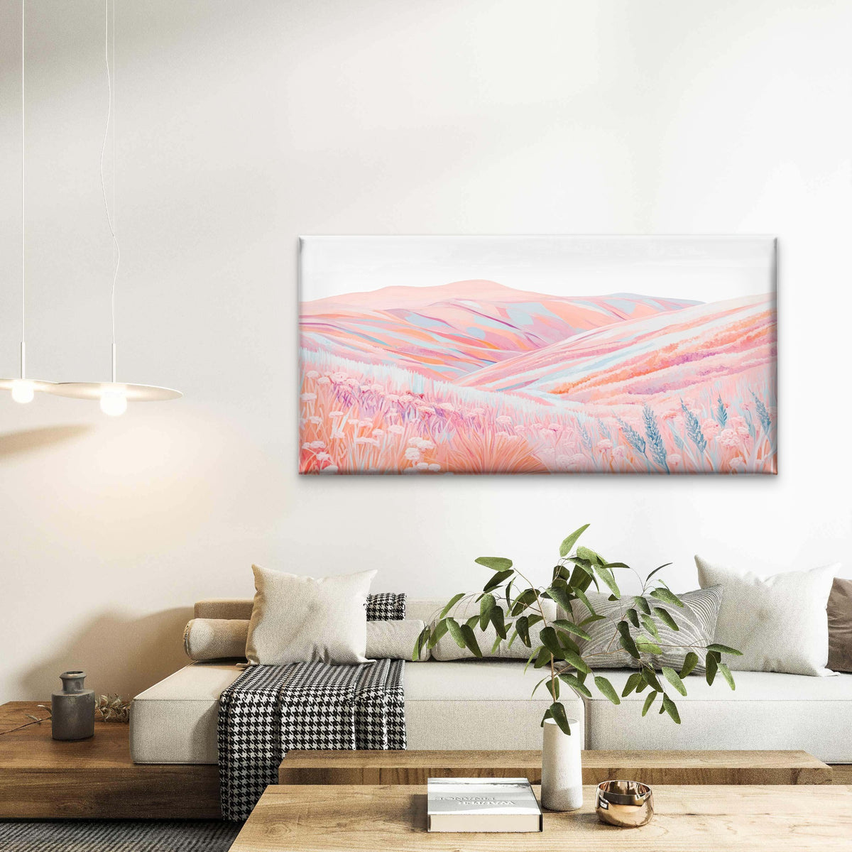 Pastel Peak Meadows Wall Art Canvas Office Home Room Framed 120x60cm