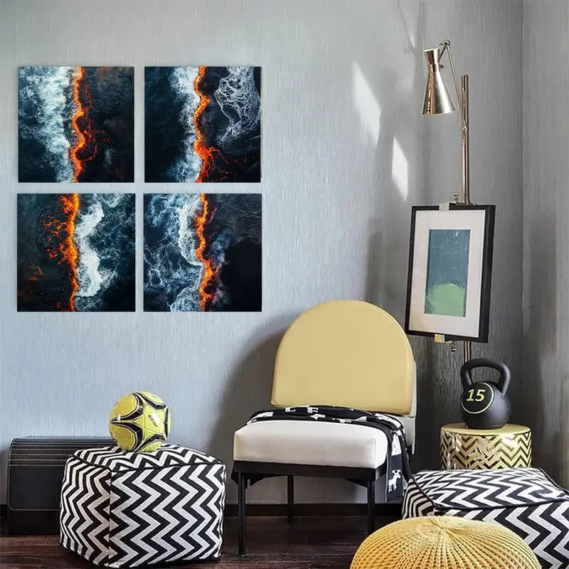 4pcs  Magmatic sea for classrooms  HK  Wall Art Canvas Framed