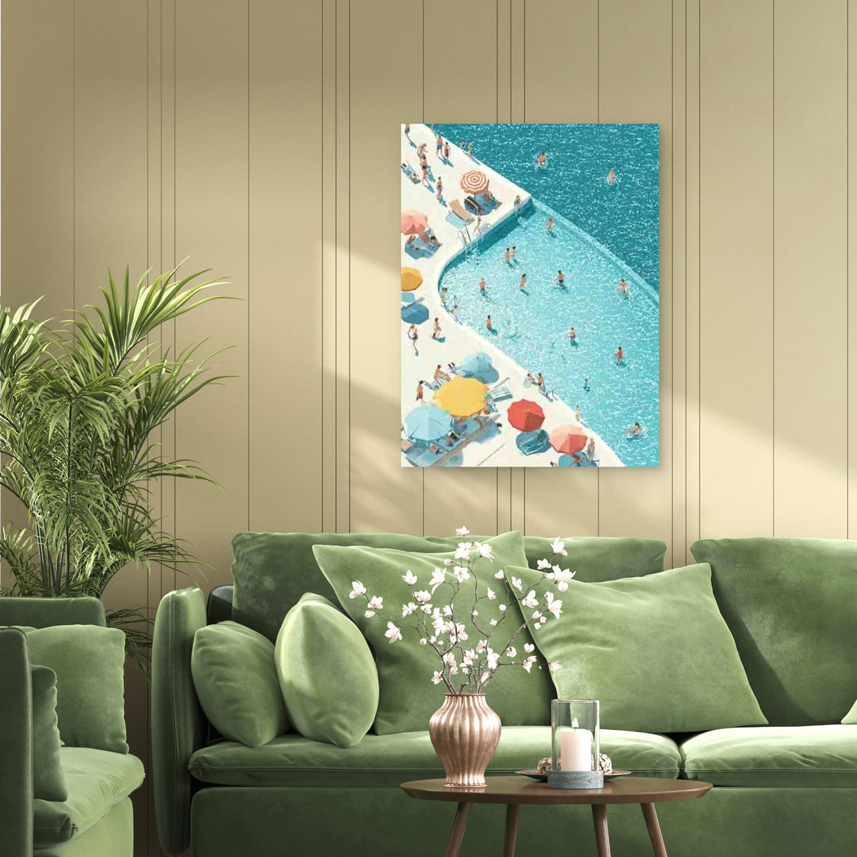 Adorable Tiny Swimmers in a Pool 60x90cm Metal Print Ready to Hang