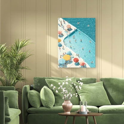 Adorable Tiny Swimmers in a Pool 40x60cm Metal Print Ready to Hang