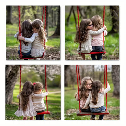 4pcs Little Girl In Swin Wall Art Canvas Framed