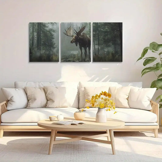 3pcs Deer in the Wild Animal Nature Forest Metal Print Ready to Hang Art