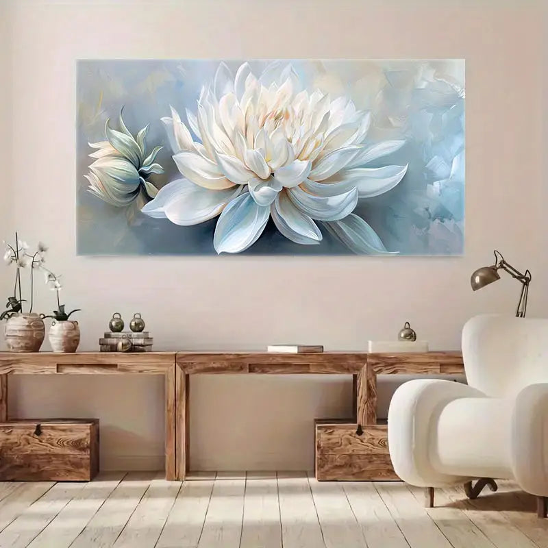 White Lotus Flower wall canvas office home room framed 120x60cm