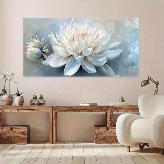 White Lotus Flower wall canvas office home room framed 120x60cm