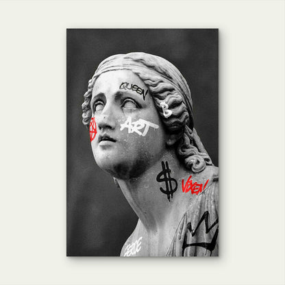 Greek Goddess Statue Graffiti Tattoos 40x60cm Metal Print Ready to Hang