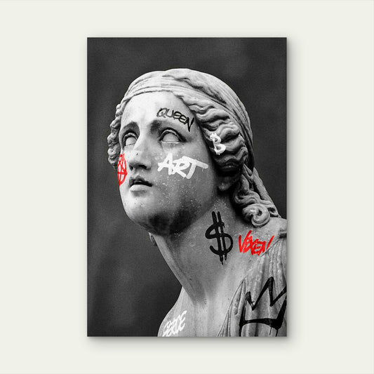 Greek Goddess Statue Graffiti Tattoos 40x60cm Metal Print Ready to Hang