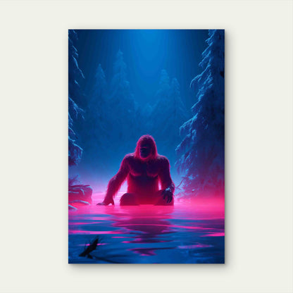 Bigfoot Represented Neon Glow 40x60cm Metal Print Ready to Hang