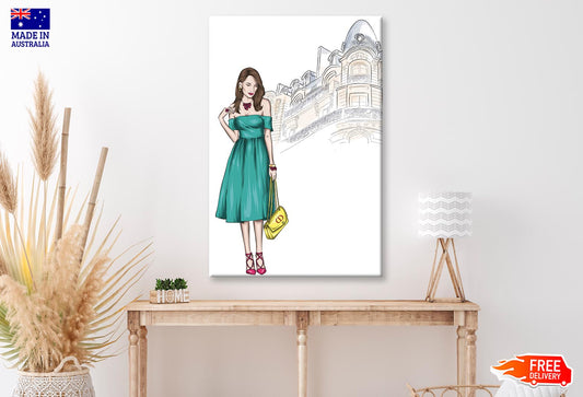 Green Girl Elegant Fashion Store Wall Art Limited Edition High Quality Print