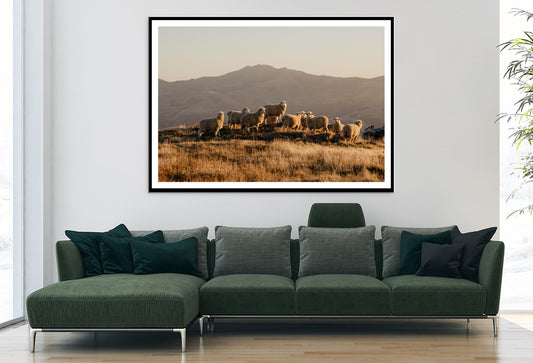 Herd Of Sheeps on With Mountain Home Decor Premium Quality Poster Print Choose Your Sizes