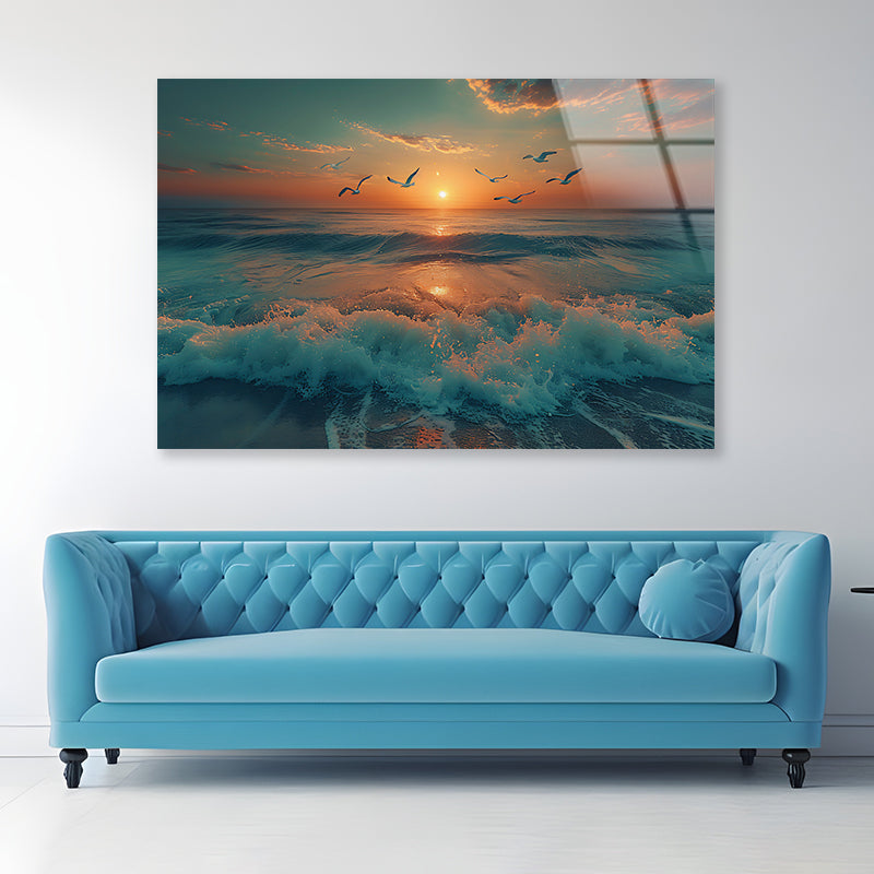 Sunset on the Beach View Acrylic Glass Print Tempered Glass Wall Art 100% Made in Australia Ready to Hang