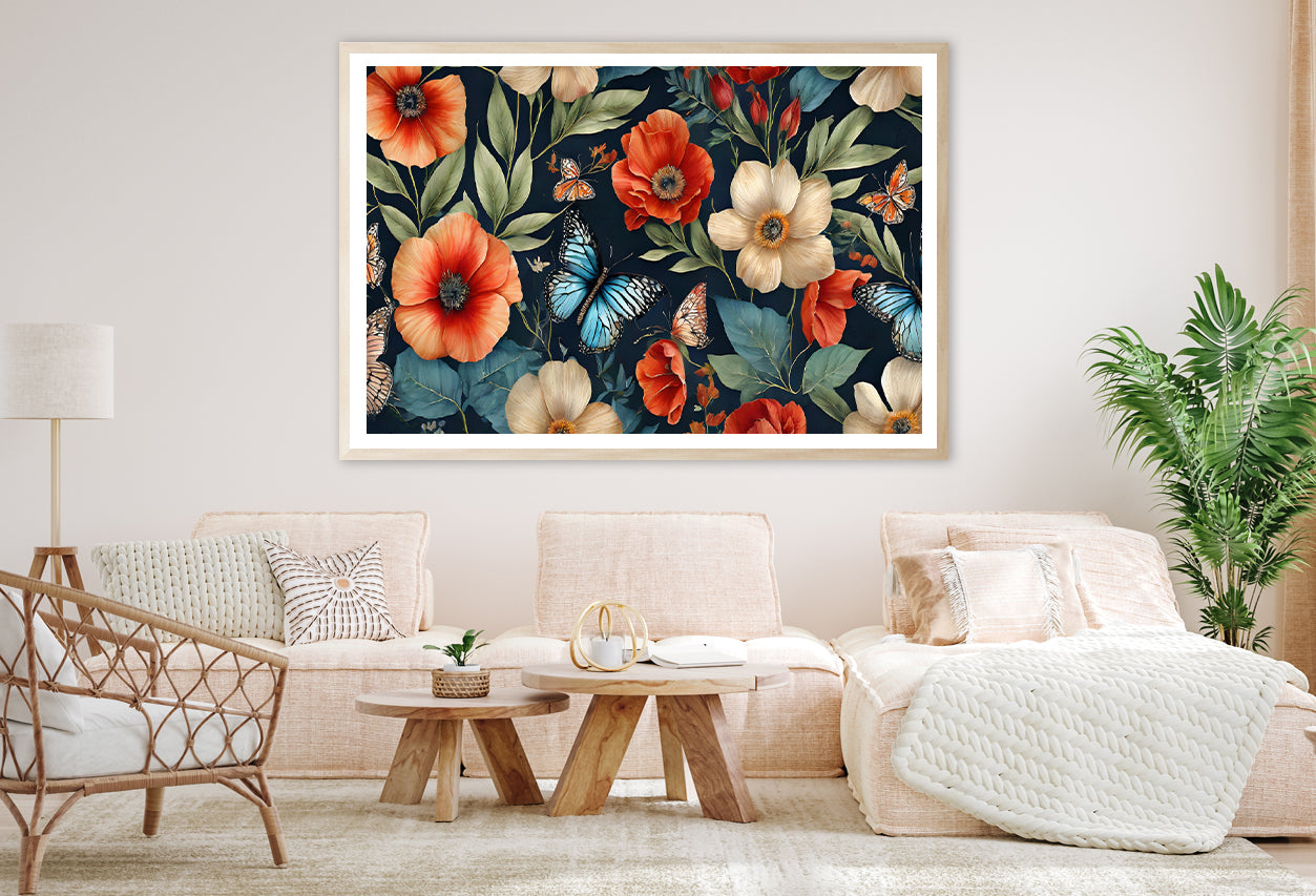 Flowers & Butterflies Featuring Home Decor Premium Quality Poster Print Choose Your Sizes