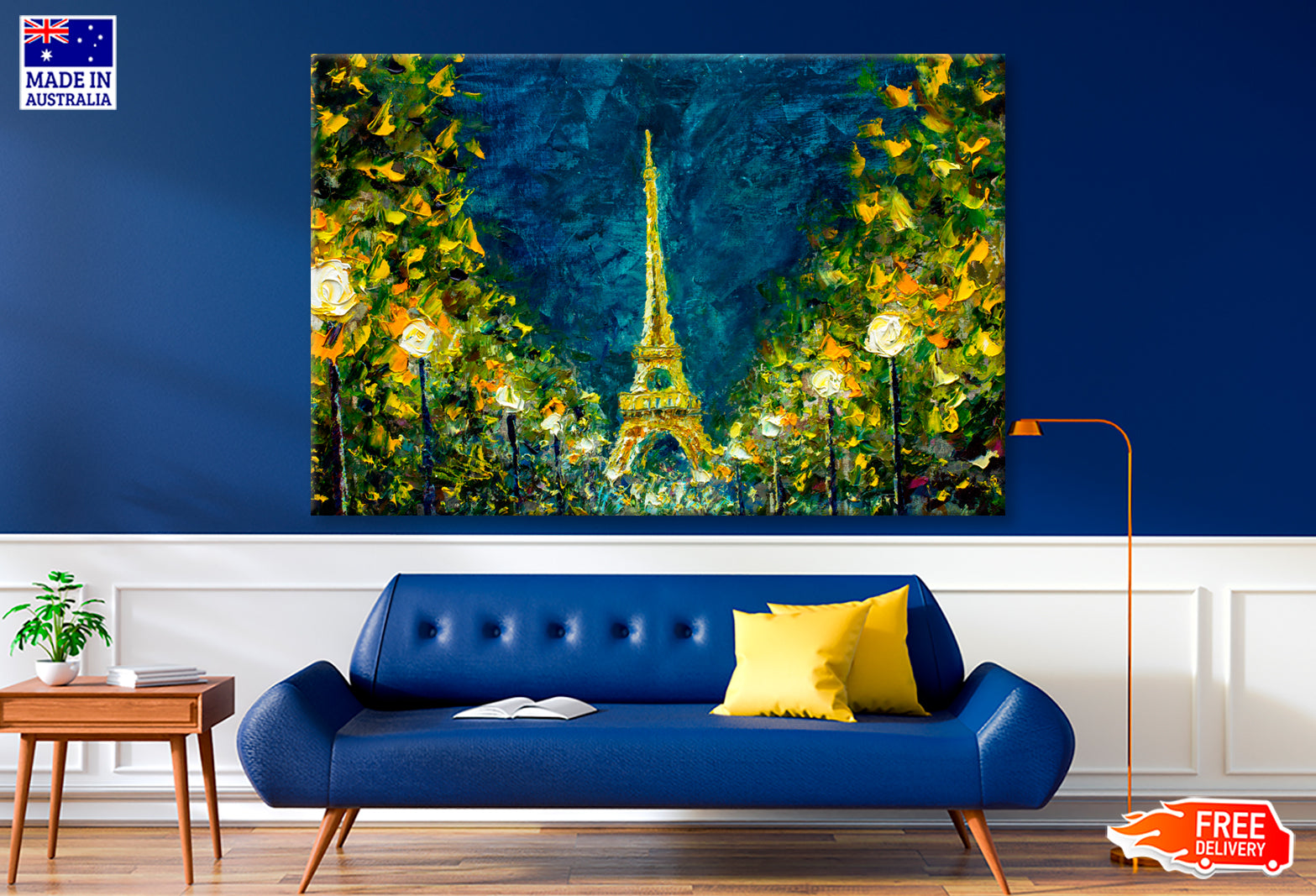 Paris, France, Night Eiffel Tower Oil Painting Wall Art Limited Edition High Quality Print