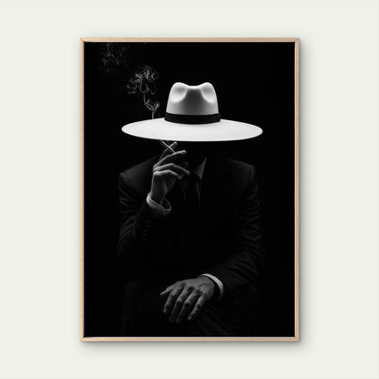 Stylish Mafia White Hat Smoker Fashion Home Decor Premium Quality Poster Print Choose Your Sizes - Bella Home Decor