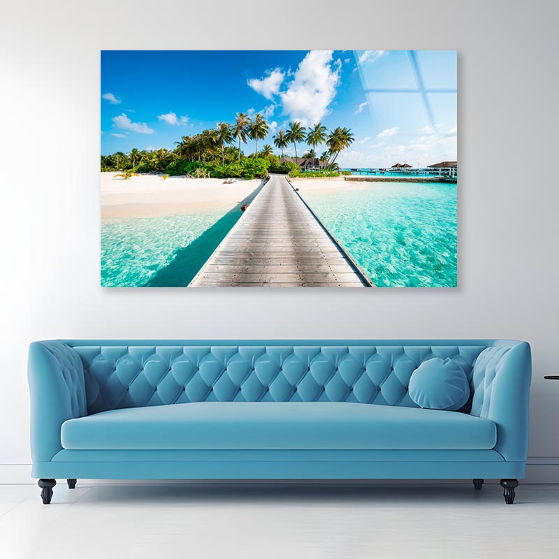 Tropical Island with Beautiful Beach Acrylic Glass Print Tempered Glass Wall Art 100% Made in Australia Ready to Hang