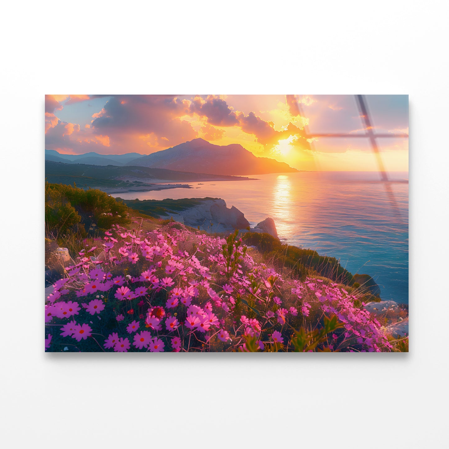 Beach, Flowers, Sky in Italy Acrylic Glass Print Tempered Glass Wall Art 100% Made in Australia Ready to Hang