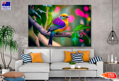 Colorful Bird on Branch  Wall Art Decor 100% Australian Made