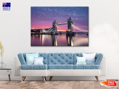 Beautiful Pink Sky with Bridge Print 100% Australian Made