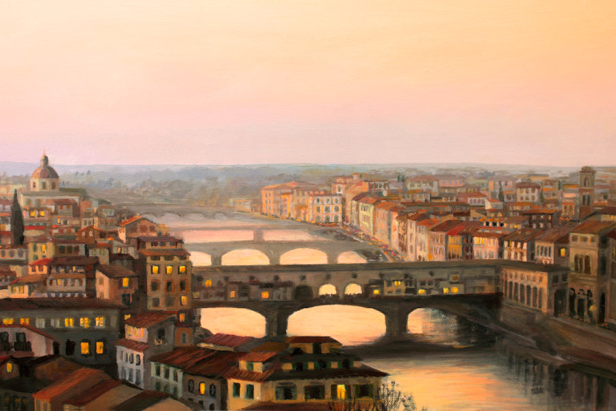 Sunset Over Florence the Warm Sunlight  Acrylic Glass Print Tempered Glass Wall Art 100% Made in Australia Ready to Hang