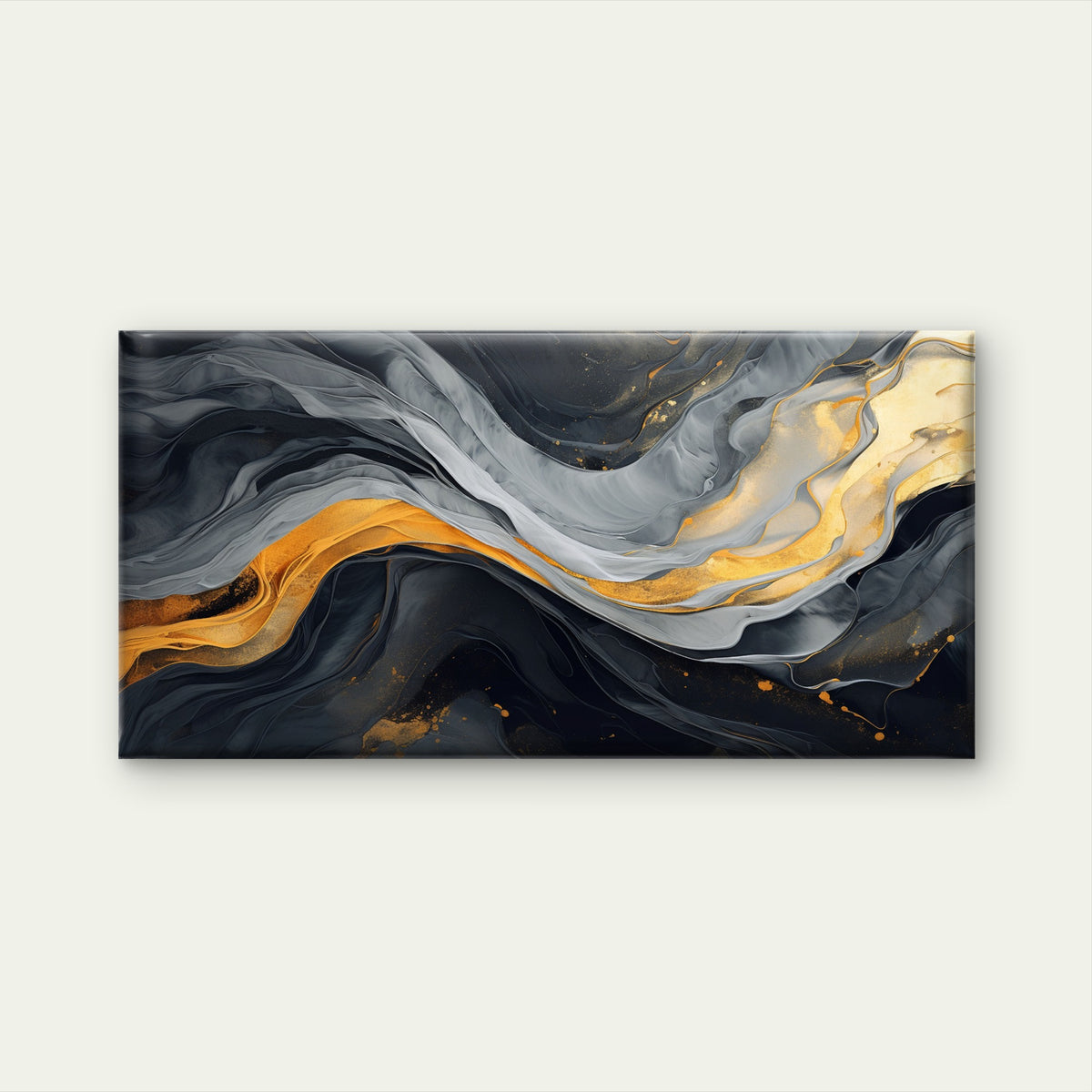Modern Gold Marble Liquid Ink Wall Art Canvas Office Home Room Framed 120x60cm