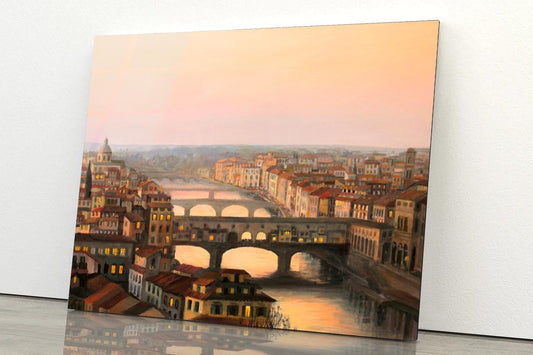 Sunset Over Florence the Warm Sunlight  Acrylic Glass Print Tempered Glass Wall Art 100% Made in Australia Ready to Hang