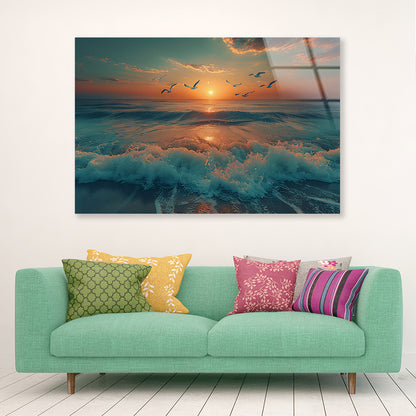 Sunset on the Beach View Acrylic Glass Print Tempered Glass Wall Art 100% Made in Australia Ready to Hang