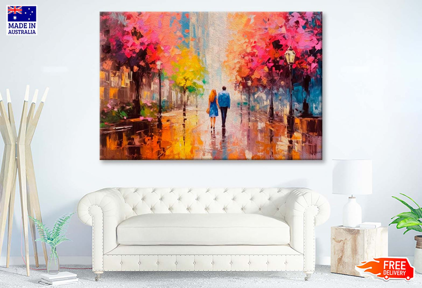 Loving Couple & Park Oil Painting Wall Art Limited Edition High Quality Print