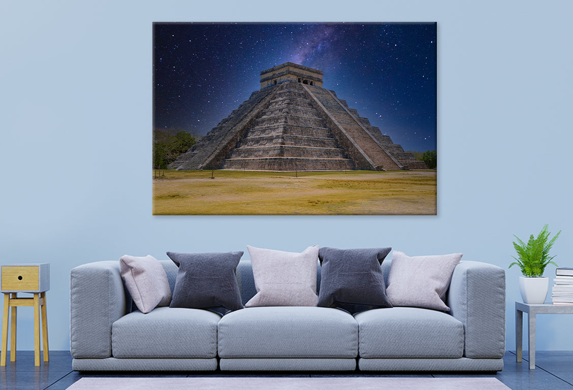 Kukulcan Pyramid at Night Wall Art Decor 100% Australian Made