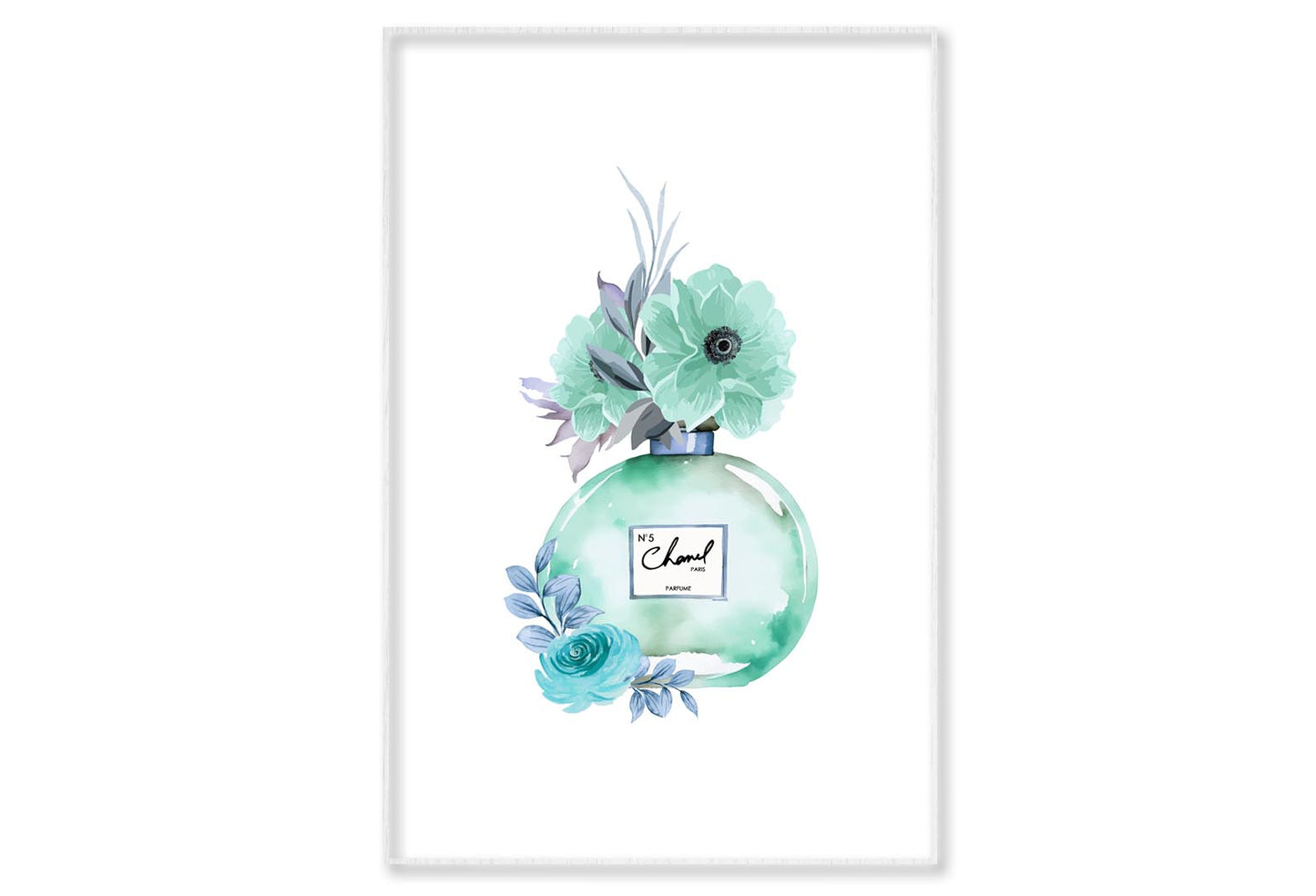 Light Green Perfume Wall Art Limited Edition High Quality Print Canvas Box Framed White